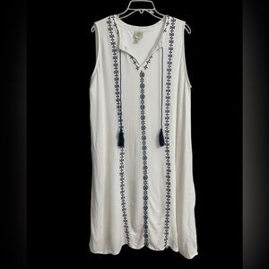 St John's Bay Sleeveless Embroidered Beachy Shift Dress Women's Size XXLT Boho